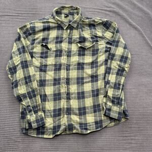 Oakley Shirt Mens 2XL Green Black Plaid Flannel Button Up Regular Fit Cotton